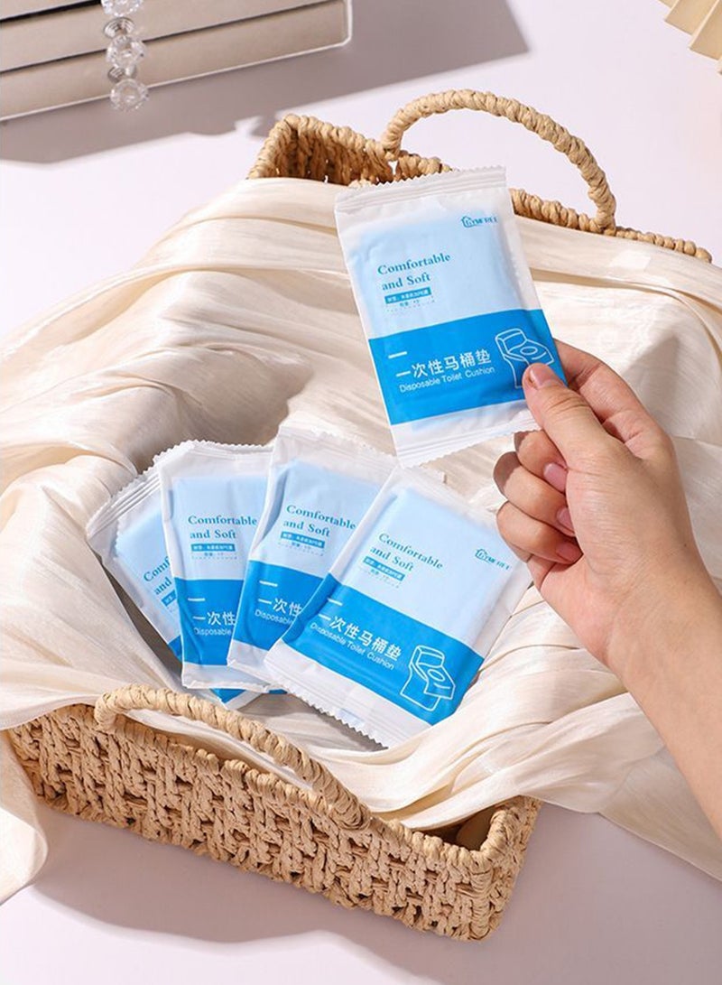 100pcs disposable toilet seat covers, toilet cushions, disposable toilet seat pads, thickened portable toilet pads, for children, made of wood pulp paper, toilet mat, blue - Image 2